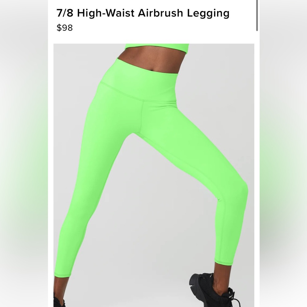 Alo 7/8 Airbrush High Waisted Legging- Green Glow